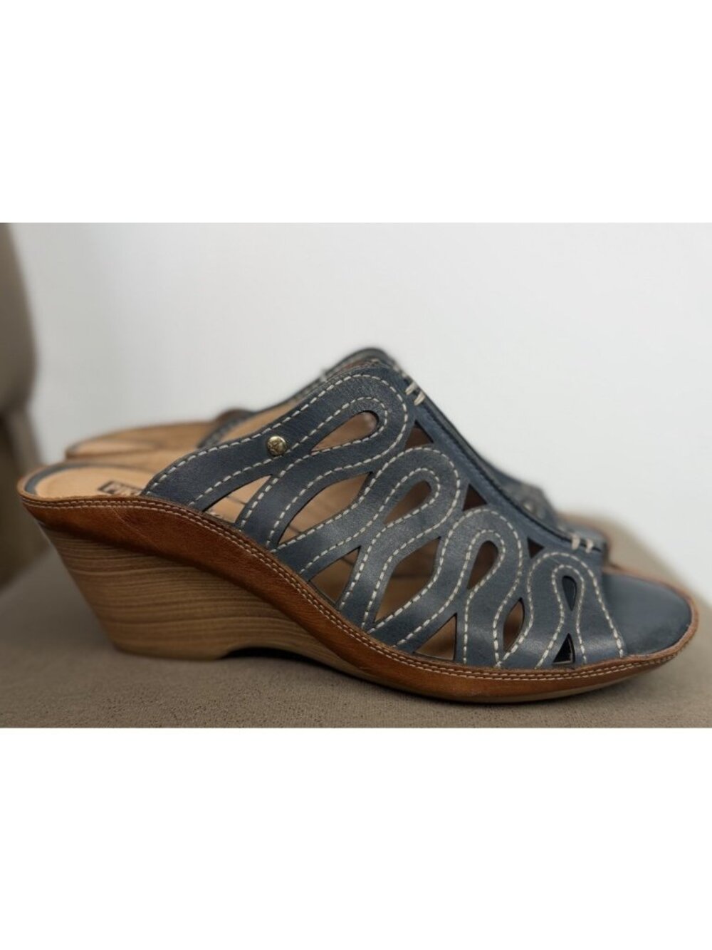 Pikolinos leather capri wedge sandals dark blue EU 42 US 11